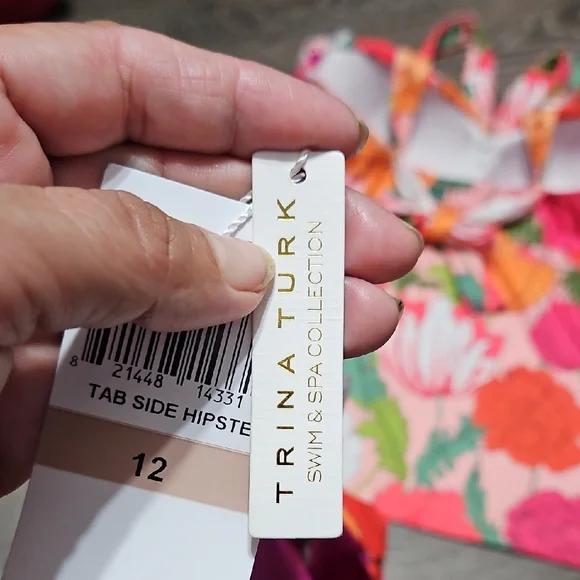 Trina Turk Pink Orange Floral Tankini Bikini Set - Picture 4 of 7